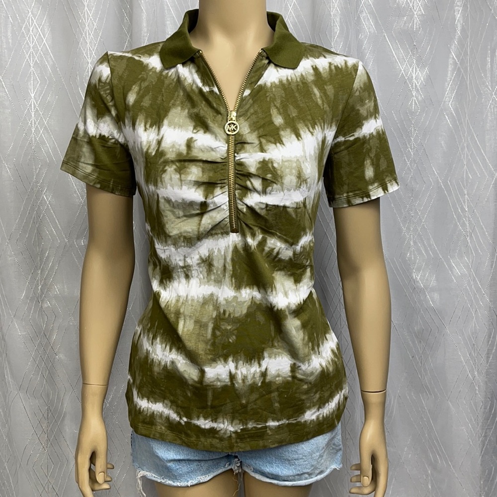 Michael Kors Tye Dye Collar Zip Tee - Picture 5 of 12